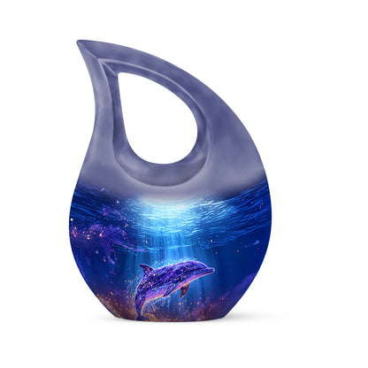 Blessed Dolphin Cremation Urns for Human Ashes - Blue 10-inch - Yatskia