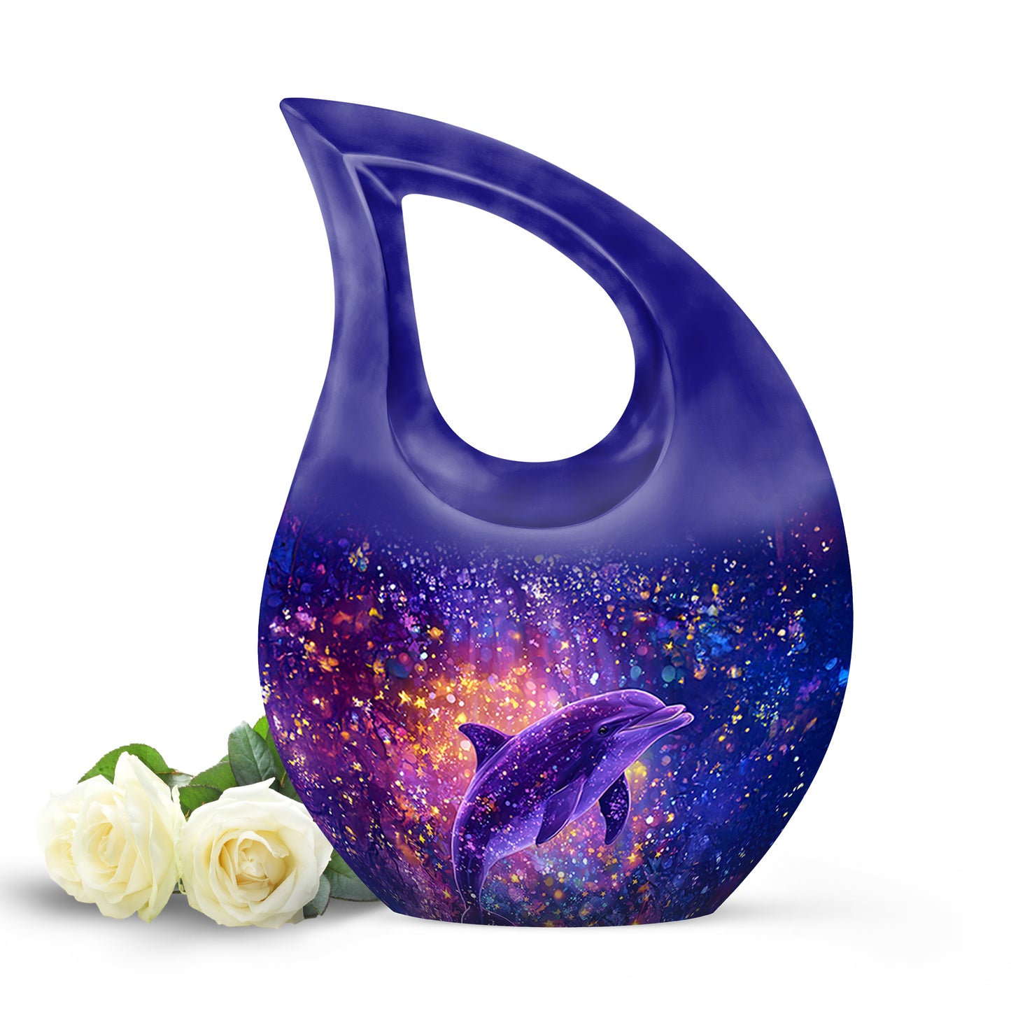 Personalized Dolphin Cremation Urns - Pristine Blue 10-inch, 200 cu in - Yatskia