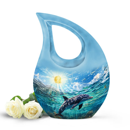 Blue Dolphin Cremation Urns - Honored Beacon 10-inch, 200 cu in - Yatskia