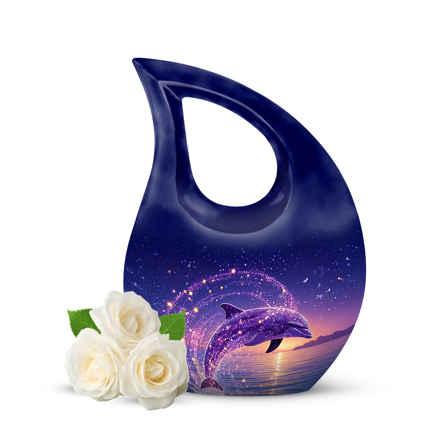 Personalized Blue Dolphin Cremation Urns for Ashes - Majestic 10-inch - Yatskia