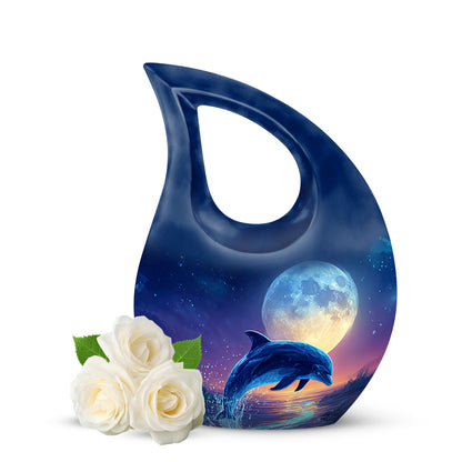 Personalized Blue Dolphin Cremation Urns for Ashes - Enchanting 10-inch - Yatskia