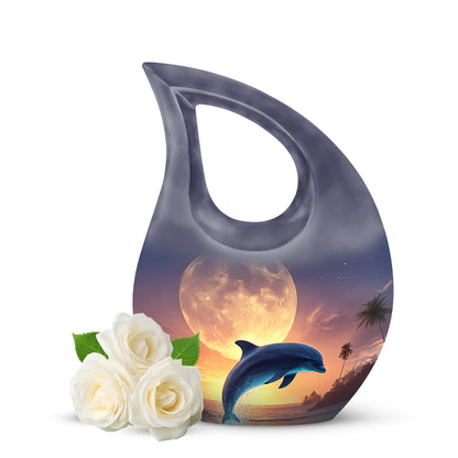 Divine Gray Dolphin Cremation Urn for Ashes - 10-inch, 200 cu in - Yatskia
