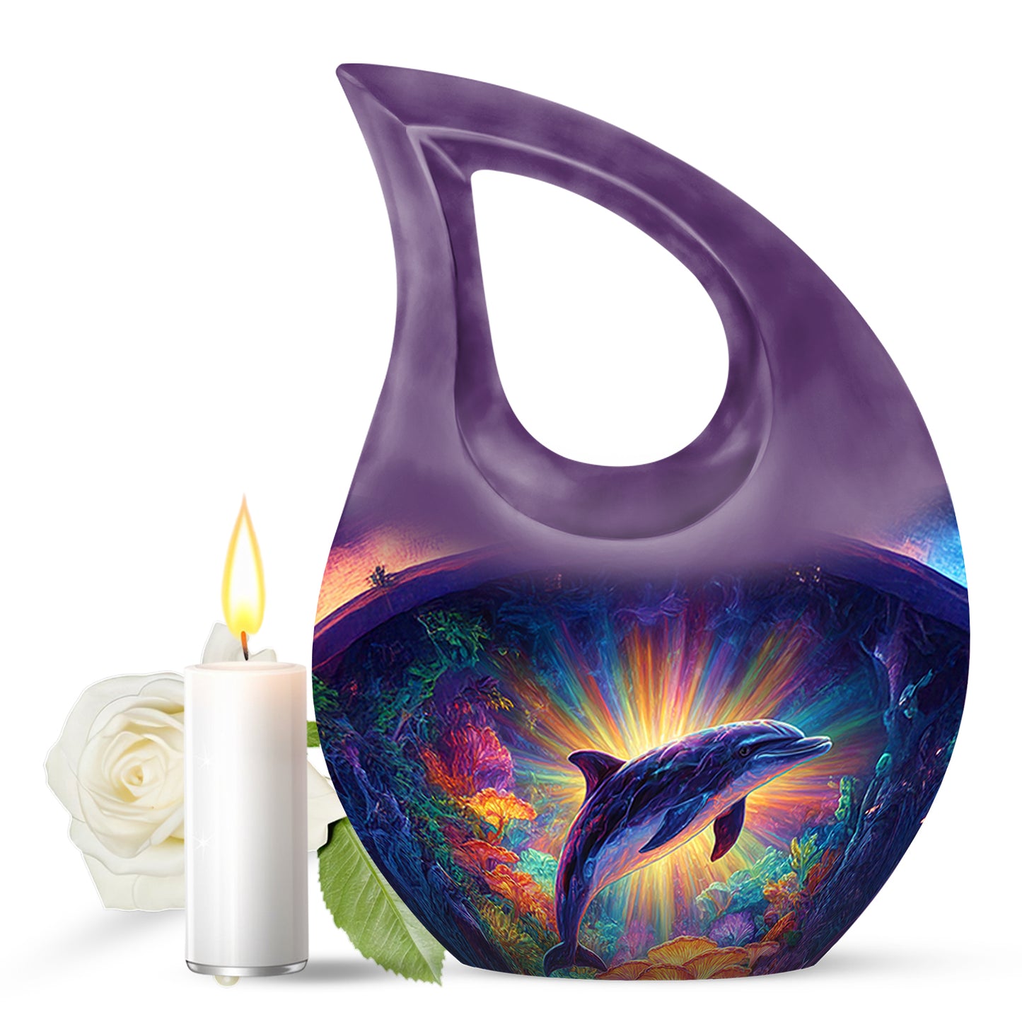Pink Dolphin Memorial Cremation Urns for Human Ashes - 10-inch, 200 cu in - Yatskia