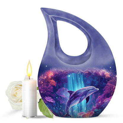Personalized Eternal Dolphin Cremation Urns - Blue 10-inch, 200 cu in - Yatskia
