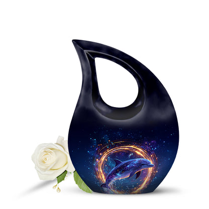 Personalized Blue Dolphin Cremation Urns for Ashes - Captivating 10-inch - Yatskia