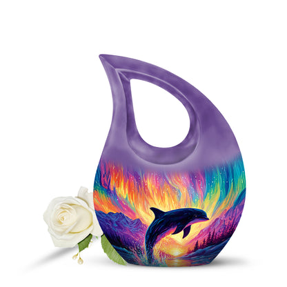 Personalized Dolphin Cremation Urns - Eminent Purple 10-inch, 200 cu in - Yatskia
