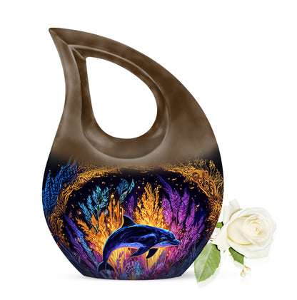Personalized Gold Dolphin Cremation Urns for Ashes - Transcendent 10-inch - Yatskia