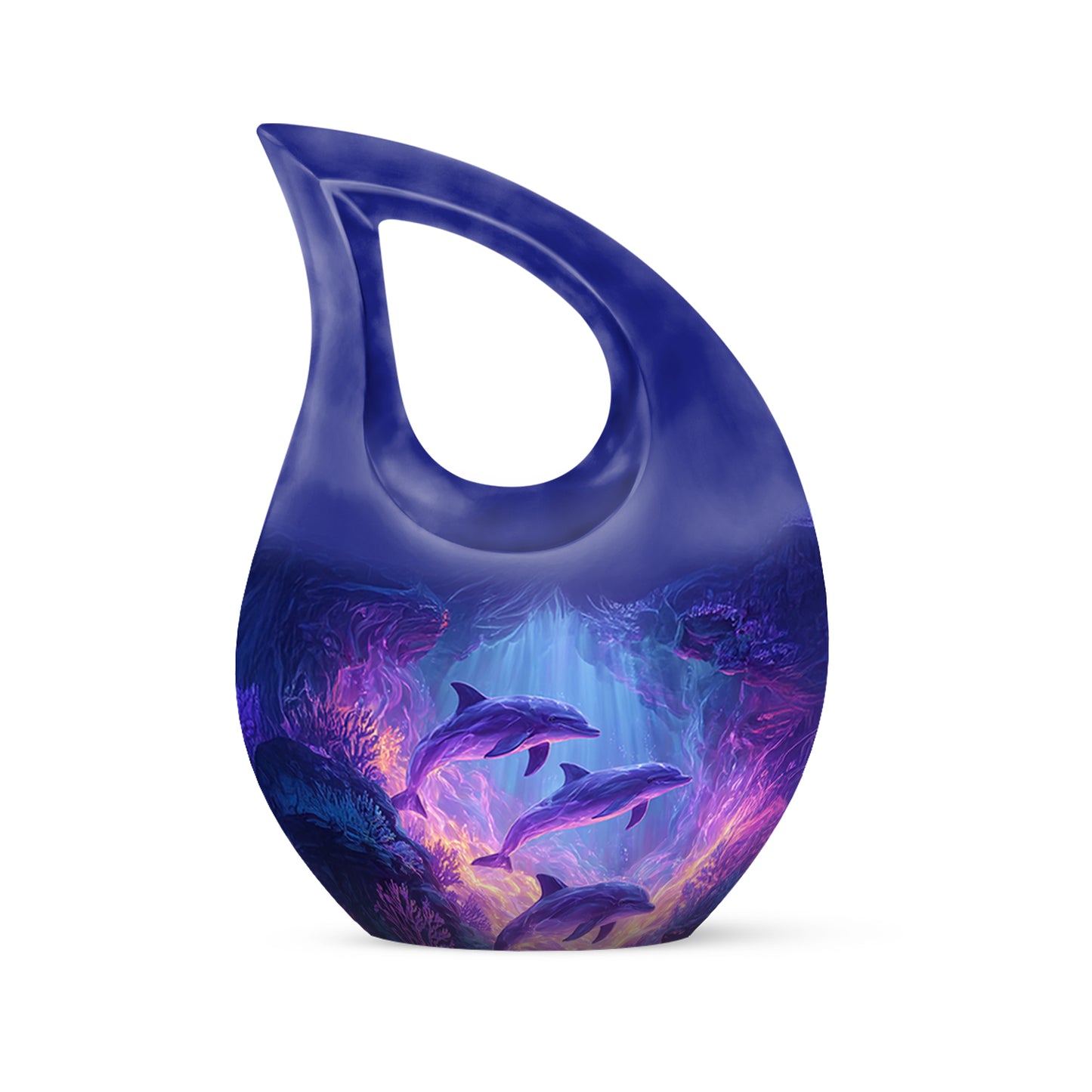Personalized Dolphin Cremation Urns - Eminent Blue 10-inch, 200 cu in - Yatskia