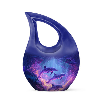 Personalized Dolphin Cremation Urns - Eminent Blue 10-inch, 200 cu in - Yatskia