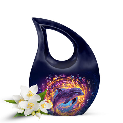 Personalized Blue Dolphin Cremation Urns for Ashes - Enchanting 10-inch - Yatskia