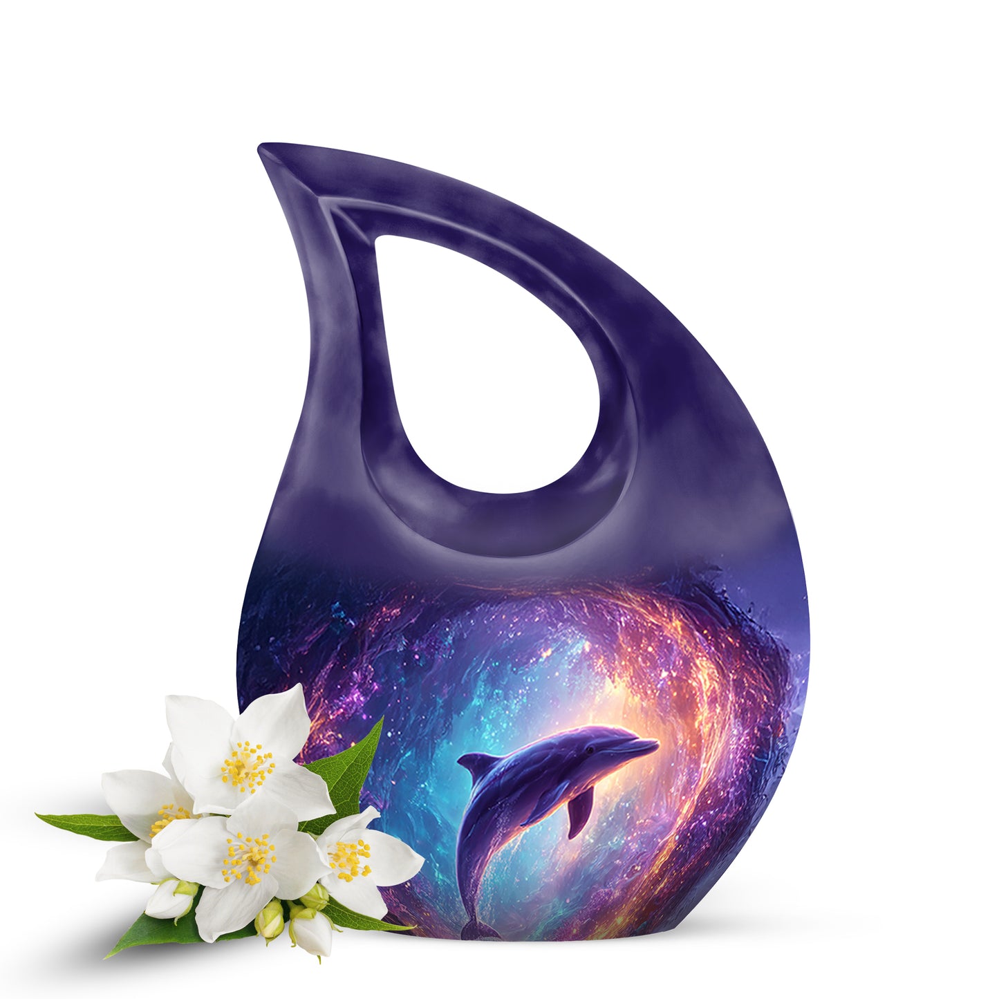 Blue Dolphin Cremation Urns - Opulent Honor 10-inch, 200 cu in - Yatskia