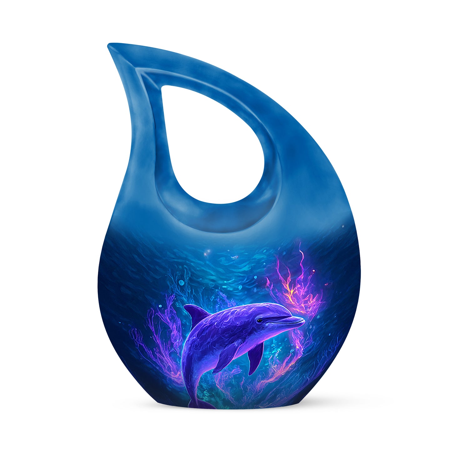 Personalized Blue Dolphin Cremation Urns for Ashes - Transcendent 10-inch - Yatskia