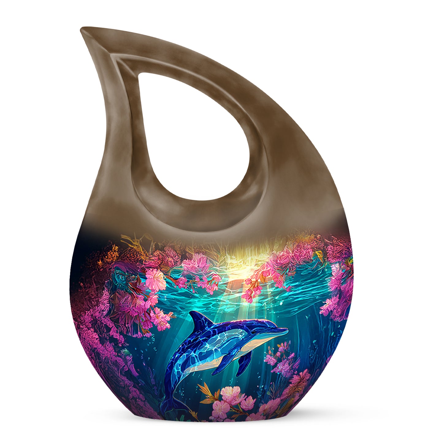 Gold Dolphin Legacy Cremation Urns for Human Ashes - 10-inch, 200 cu in - Yatskia