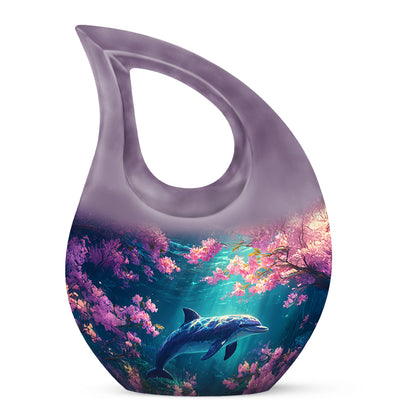 Pink Dolphin Keepsake Cremation Urns for Human Ashes - 10-inch, 200 cu in - Yatskia