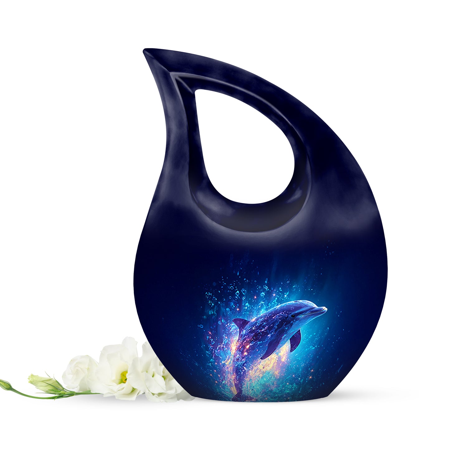 Blue Dolphin Cremation Urns - Honored Haven 10-inch, 200 cu in - Yatskia