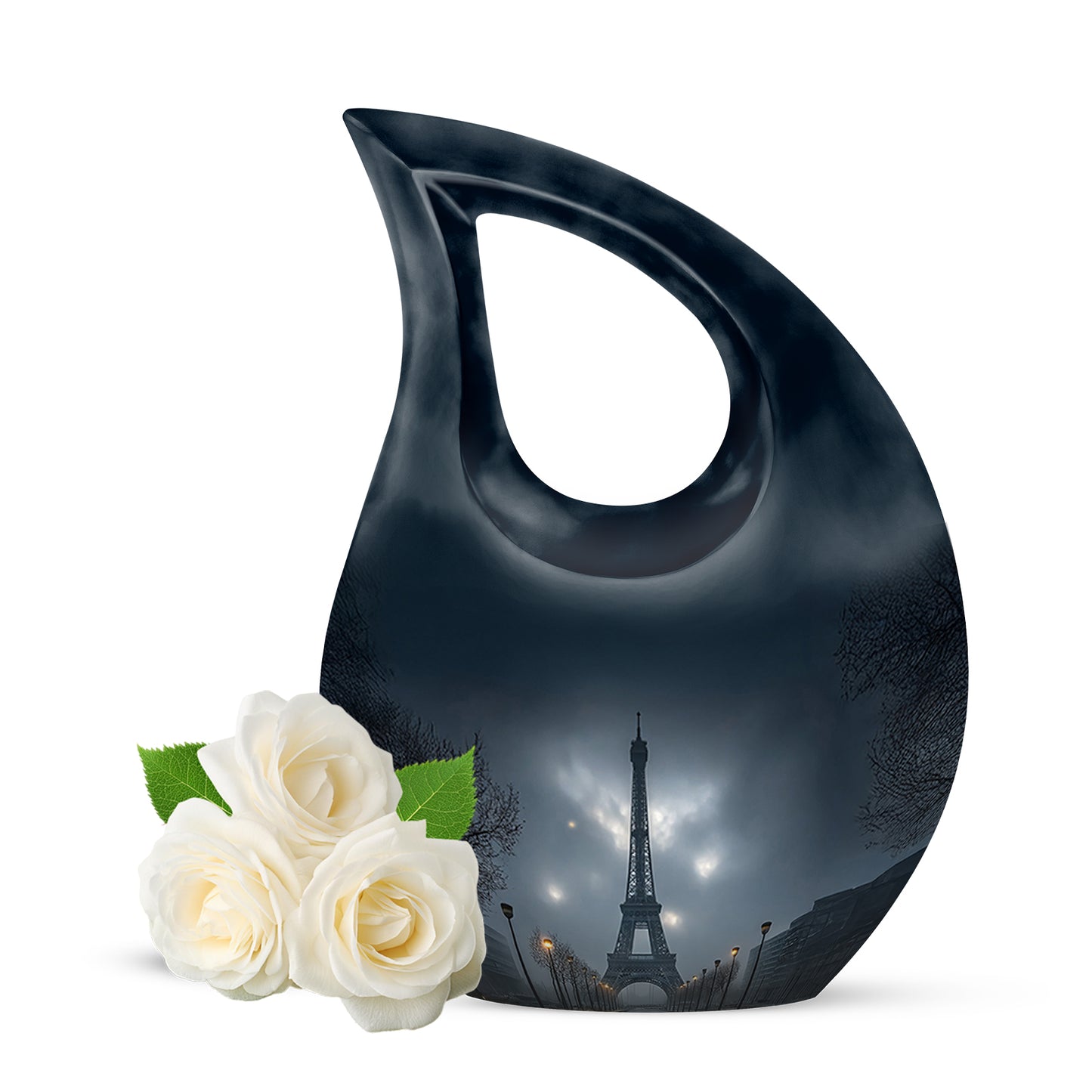 Blue Eiffel Tower Blessing Cremation Urns for Human Ashes - 10-inch, 200 cu in - Yatskia