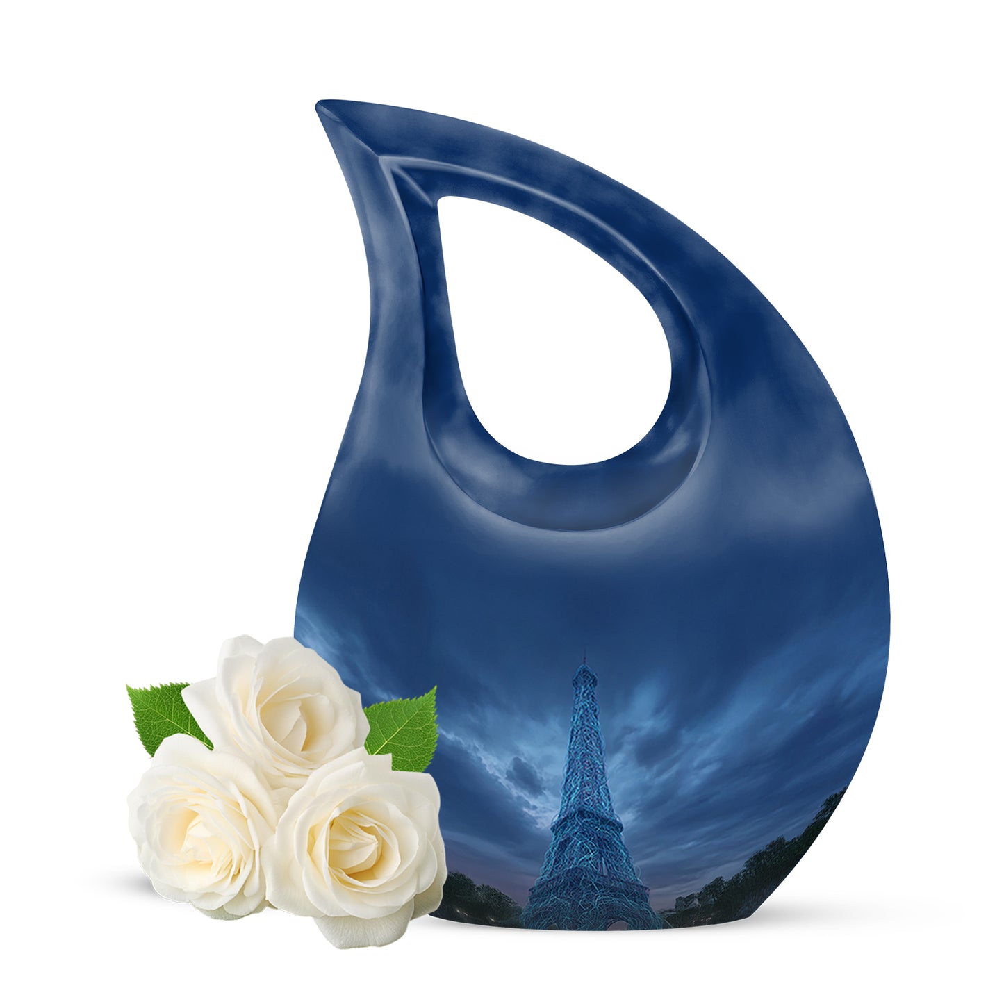 Divine Blue Eiffel Tower Cremation Urn for Ashes - 10-inch, 200 cu in - Yatskia