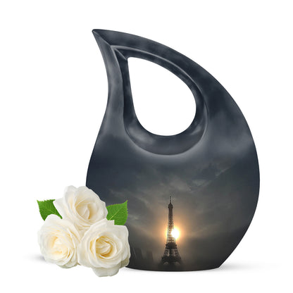 Black Eiffel Tower Remembrance Cremation Urns for Human Ashes - 10-inch, 200 cu in - Yatskia