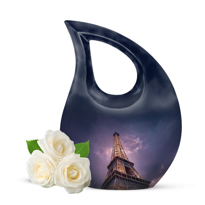 Personalized Eiffel Tower Cremation Urns - Wondrous Blue 10-inch, 200 cu in - Yatskia