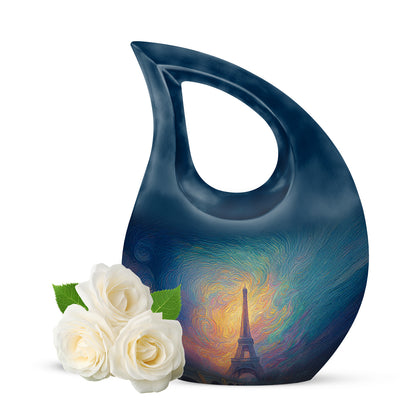 Inspiring Blue Eiffel Tower Devotion Urn for Human Ashes - 10-inch, 200 cu in - Yatskia