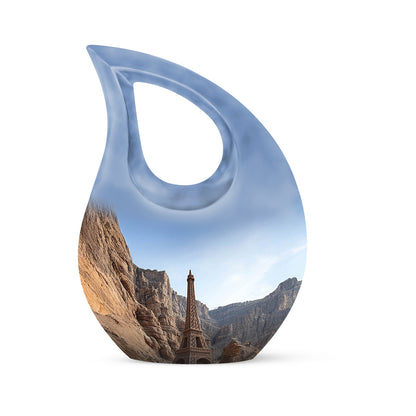 Lustrous Eiffel Tower Cremation Urns for Human Ashes - Blue 10-inch - Yatskia