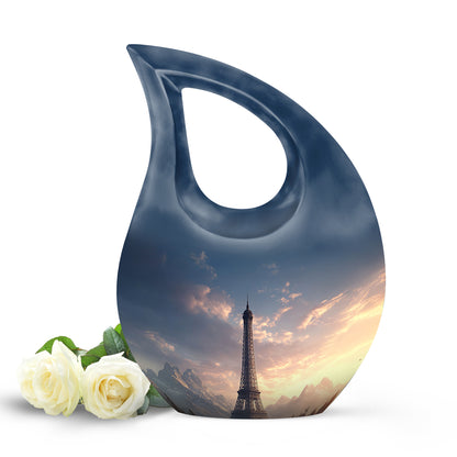 Blue Eiffel Tower Resting Place Cremation Urns for Human Ashes - 10-inch, 200 cu in - Yatskia