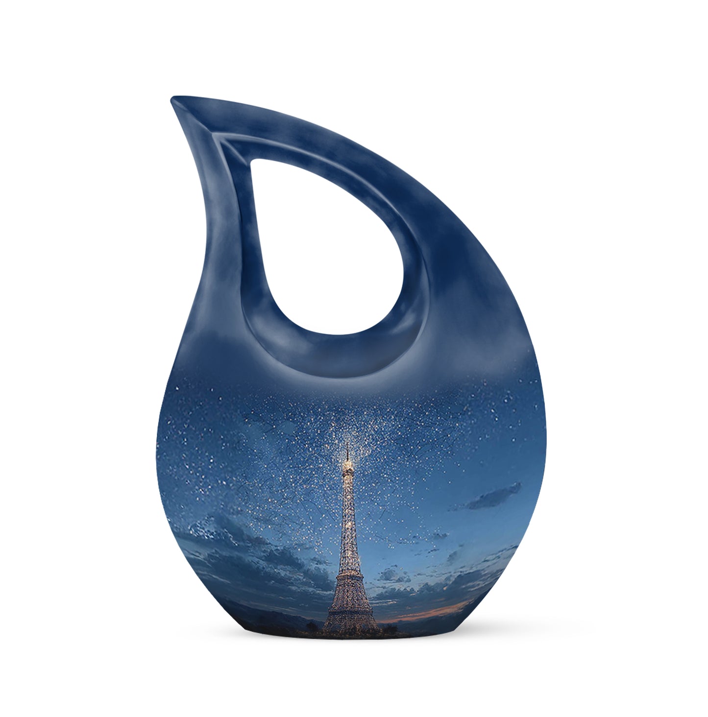 Everlasting Blue Eiffel Tower Solace Urn for Human Ashes - 10-inch, 200 cu in - Yatskia