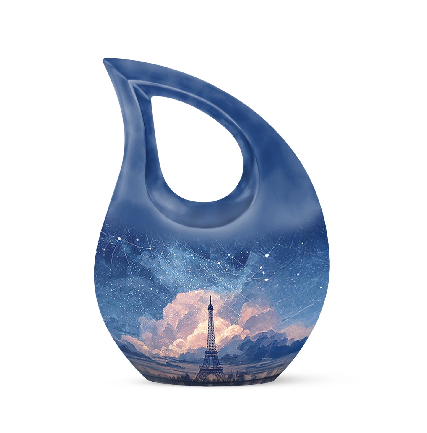 Blue Stately Eiffel Tower Cremation Urns for Human Ashes - 10-inch, 200 cu in - Yatskia