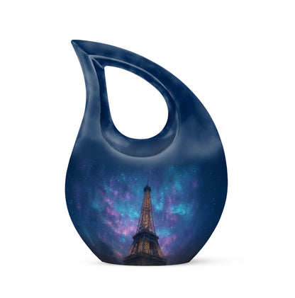 Personalized Blue Cherished Eiffel Tower Cremation Urns for Human Ashes - 10-inch, 200 cu in - Yatskia