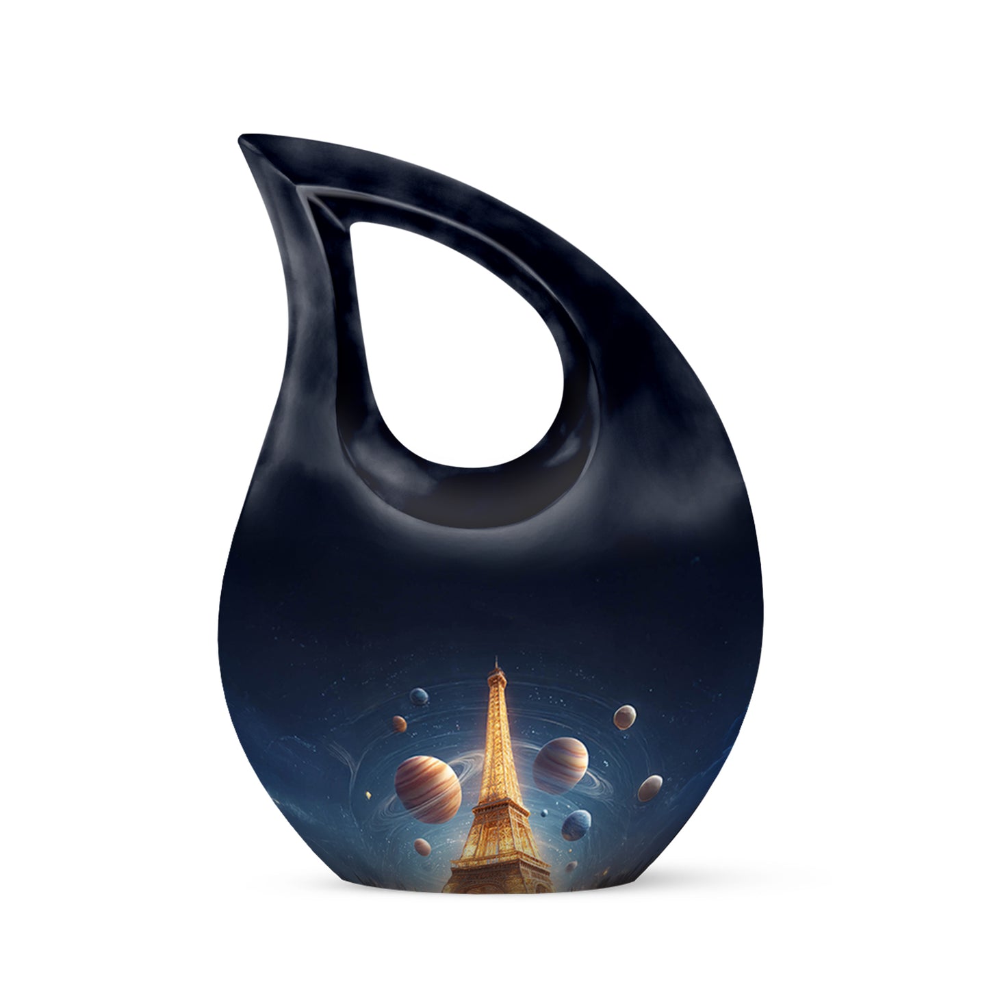 Lustrous Eiffel Tower Cremation Urns for Human Ashes - Blue 10-inch - Yatskia