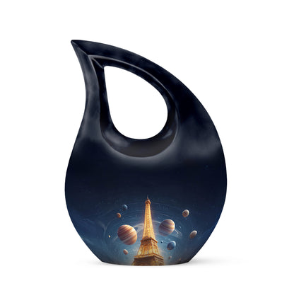 Lustrous Eiffel Tower Cremation Urns for Human Ashes - Blue 10-inch - Yatskia