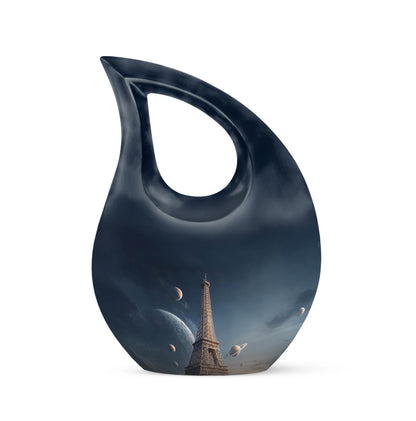 Blue Eiffel Tower Cremation Urns - Honored Dedication 10-inch, 200 cu in - Yatskia