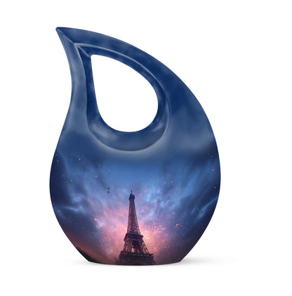 Inspiring Blue Eiffel Tower Tribute Urn for Human Ashes - 10-inch, 200 cu in - Yatskia