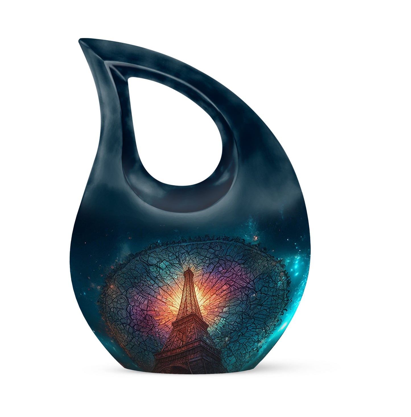 Personalized Elegant Eiffel Tower Cremation Urns - Blue 10-inch, 200 cu in - Yatskia