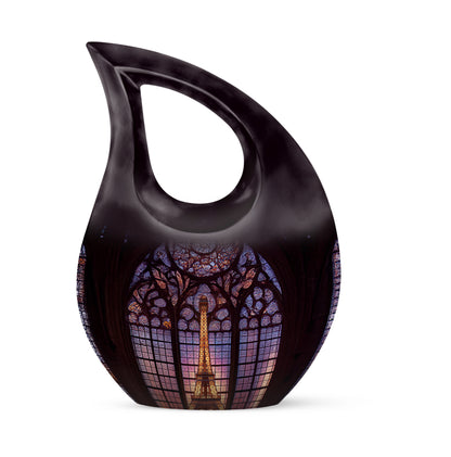 Dignified Black Eiffel Tower Cremation Urn for Ashes - 10-inch, 200 cu in - Yatskia