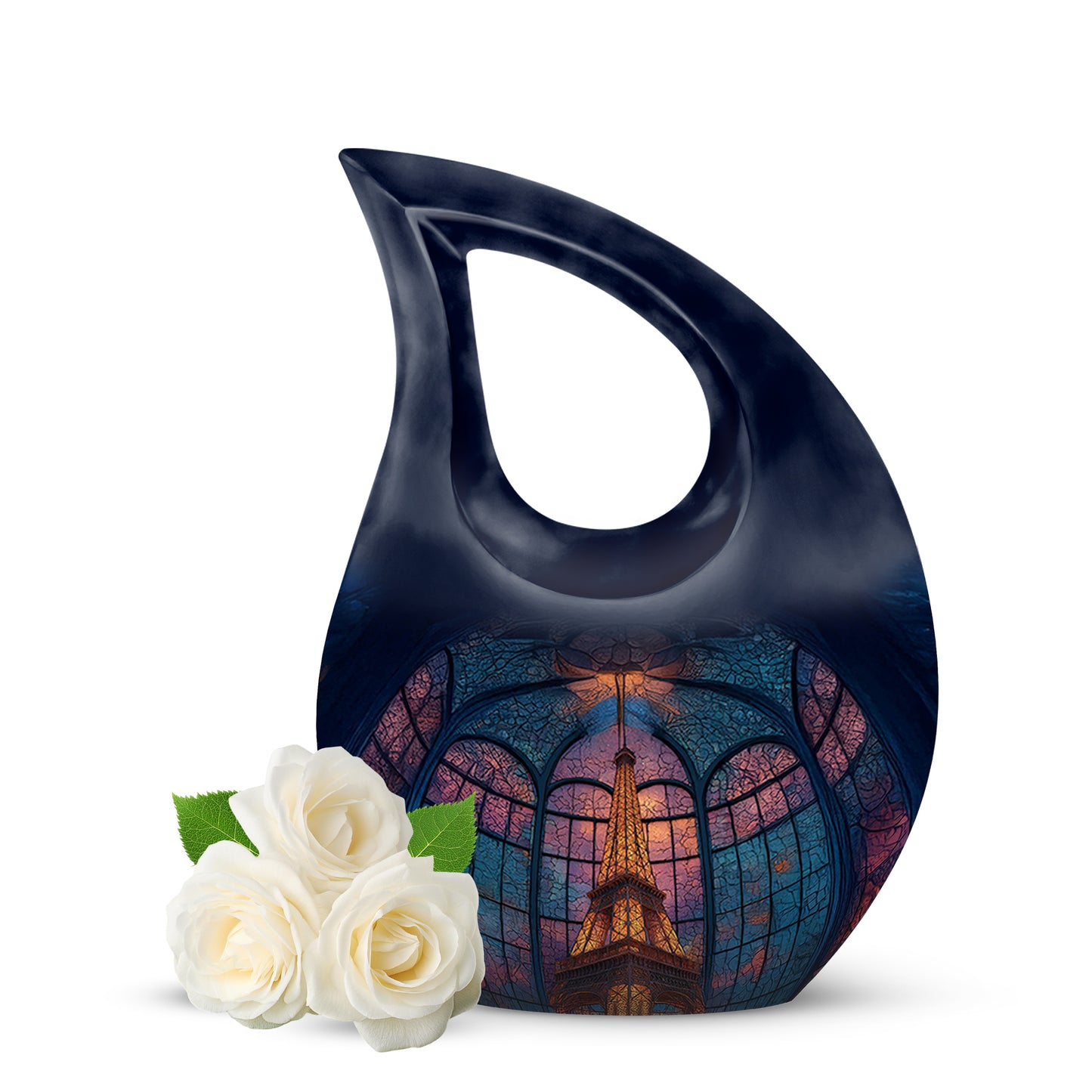 Personalized Blue Eiffel Tower Cremation Urns for Ashes - Transcendent 10-inch - Yatskia