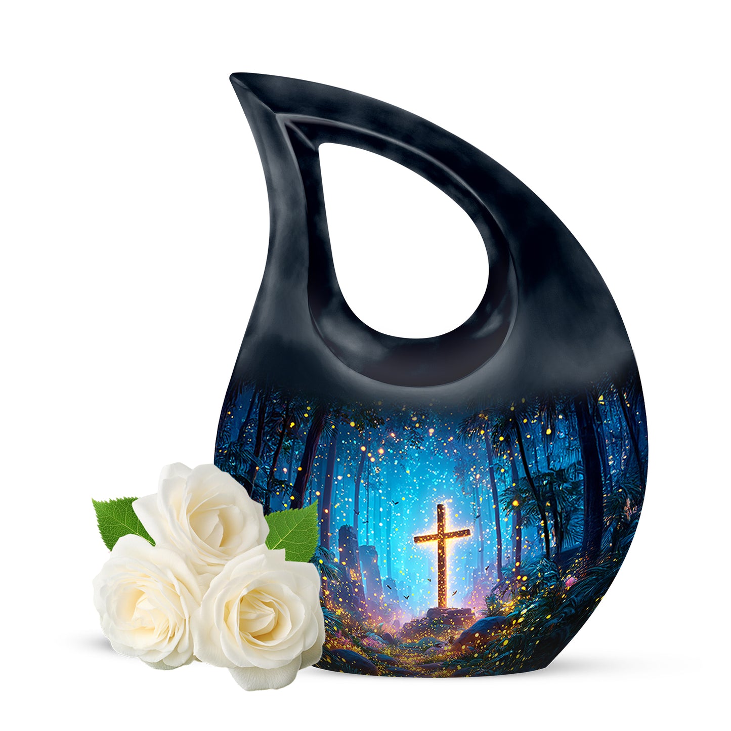 Personalized Blue Cross Cremation Urns for Ashes - Enchanting 10-inch - Yatskia