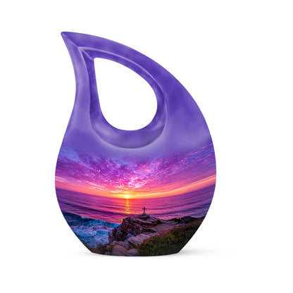 Personalized Cross Cremation Urns - Wondrous Blue 10-inch, 200 cu in - Yatskia