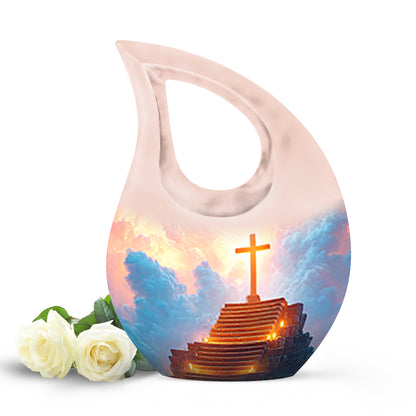 Sublime Cross Cremation Urns for Human Ashes - Blue 10-inch - Yatskia