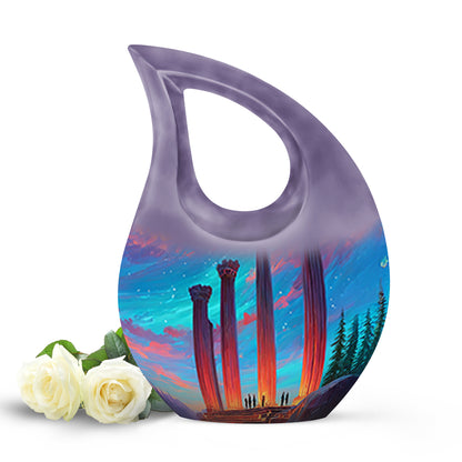 Blue Exquisite Cross Memorial Urn for Ashes - 10-inch, 200 cu in - Yatskia