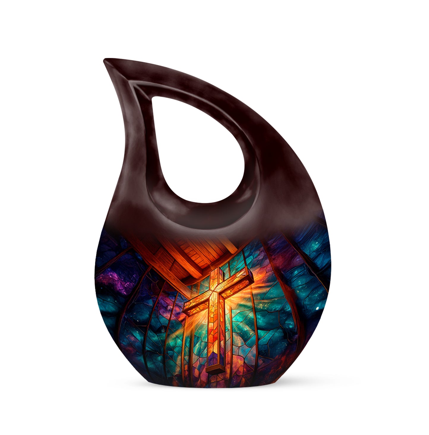 Timeless Red Cross Cremation Urn for Ashes - 10-inch, 200 cu in - Yatskia
