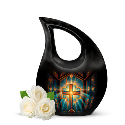 Personalized Refined Cross Cremation Urns - Red 10-inch, 200 cu in - Yatskia