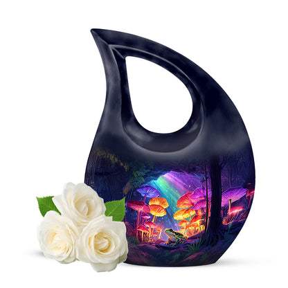 Personalized Blue Cherished Frog Cremation Urns for Human Ashes - 10-inch, 200 cu in - Yatskia