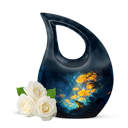Personalized Blue Steadfast Frog Cremation Urns for Human Ashes - 10-inch, 200 cu in - Yatskia
