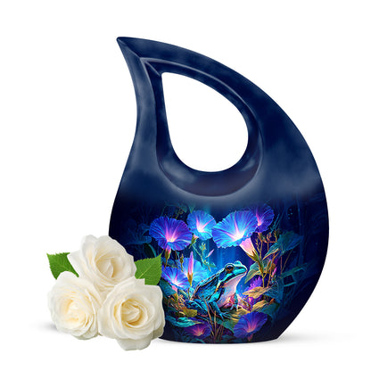 Personalized Blue Frog Cremation Urns for Ashes - Transcendent 10-inch - Yatskia