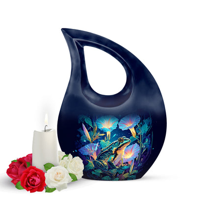 Personalized Frog Cremation Urns - Eminent Blue 10-inch, 200 cu in - Yatskia