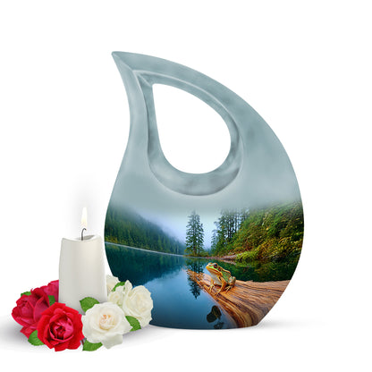 Personalized Blue Frog Cremation Urns for Ashes - Majestic 10-inch - Yatskia