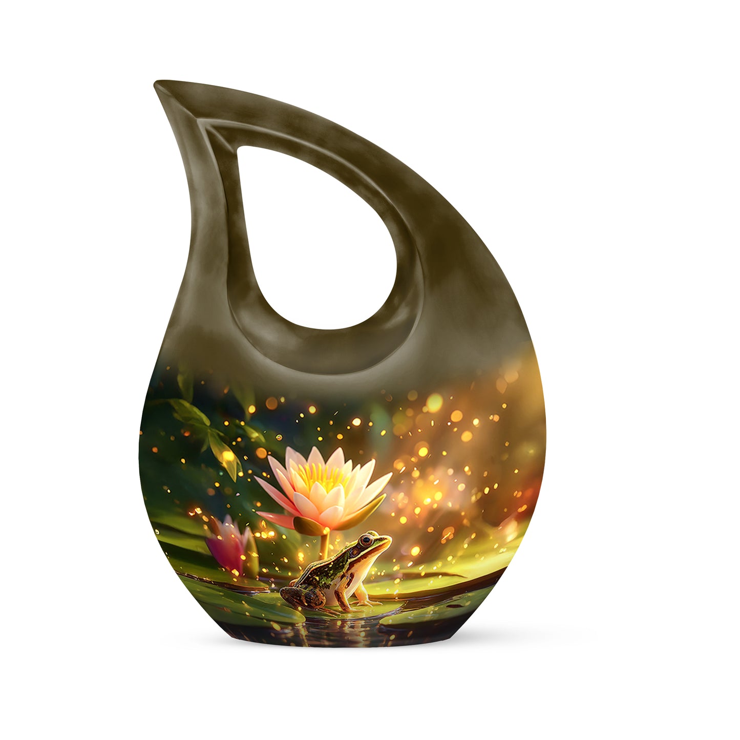 Gold Frog Cremation Urns - Honored Comfort 10-inch, 200 cu in - Yatskia