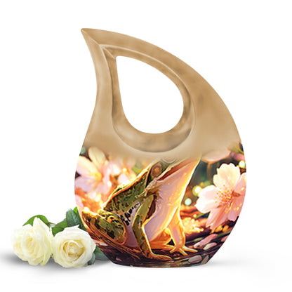 Gold Resounding Frog Memorial Urn for Ashes - 10-inch, 200 cu in - Yatskia