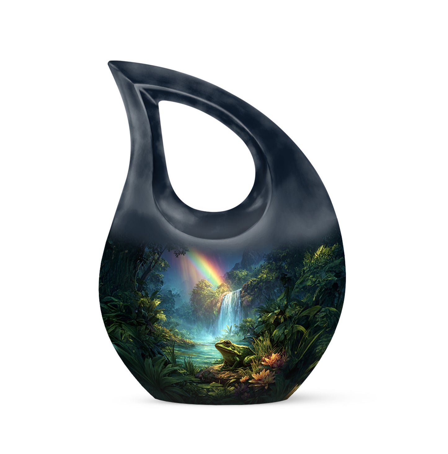 Harmonious Frog Cremation Urns for Human Ashes - Blue 10-inch - Yatskia